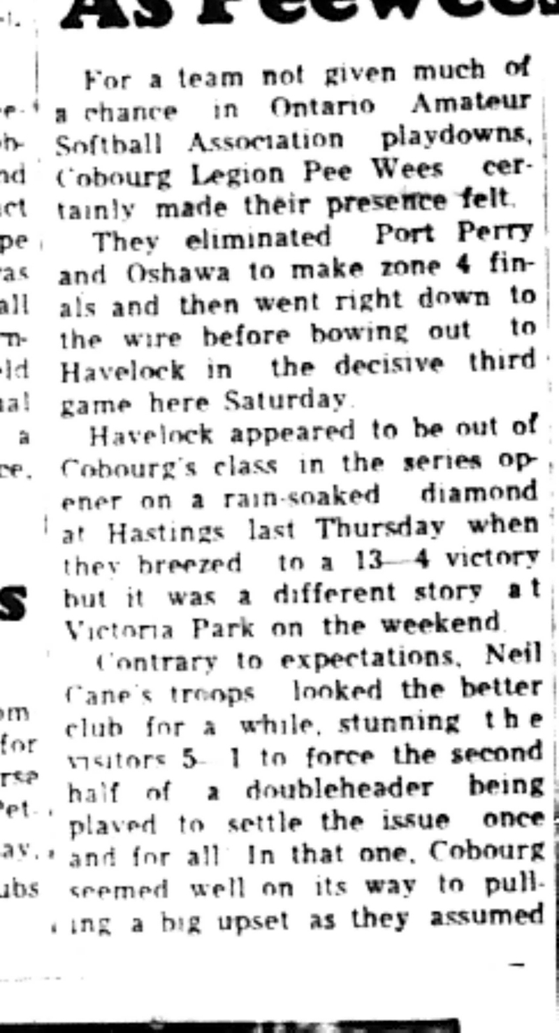 1965-09-08 Softball -Boys-OASA-Cobourg vs Havelock-B