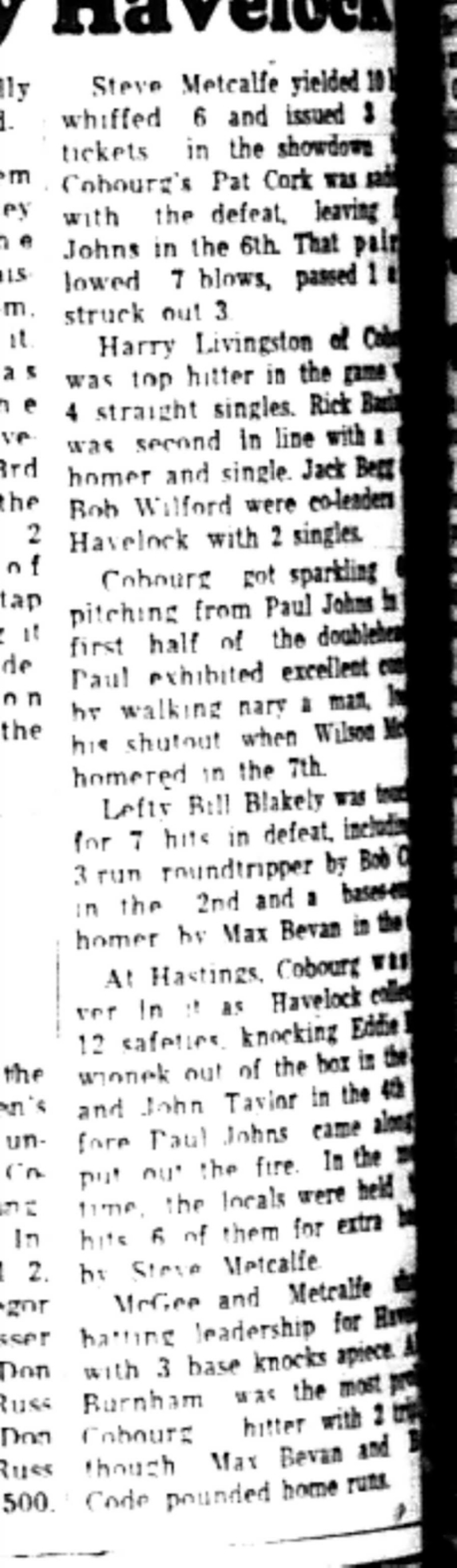 1965-09-08 Softball -Boys-OASA-Cobourg vs Havelock-D