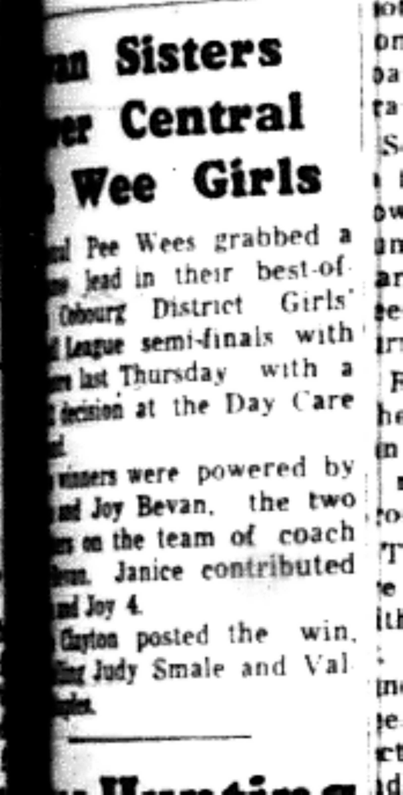 1965-09-08 Softball -Girls-CDGSL Peewee Champs