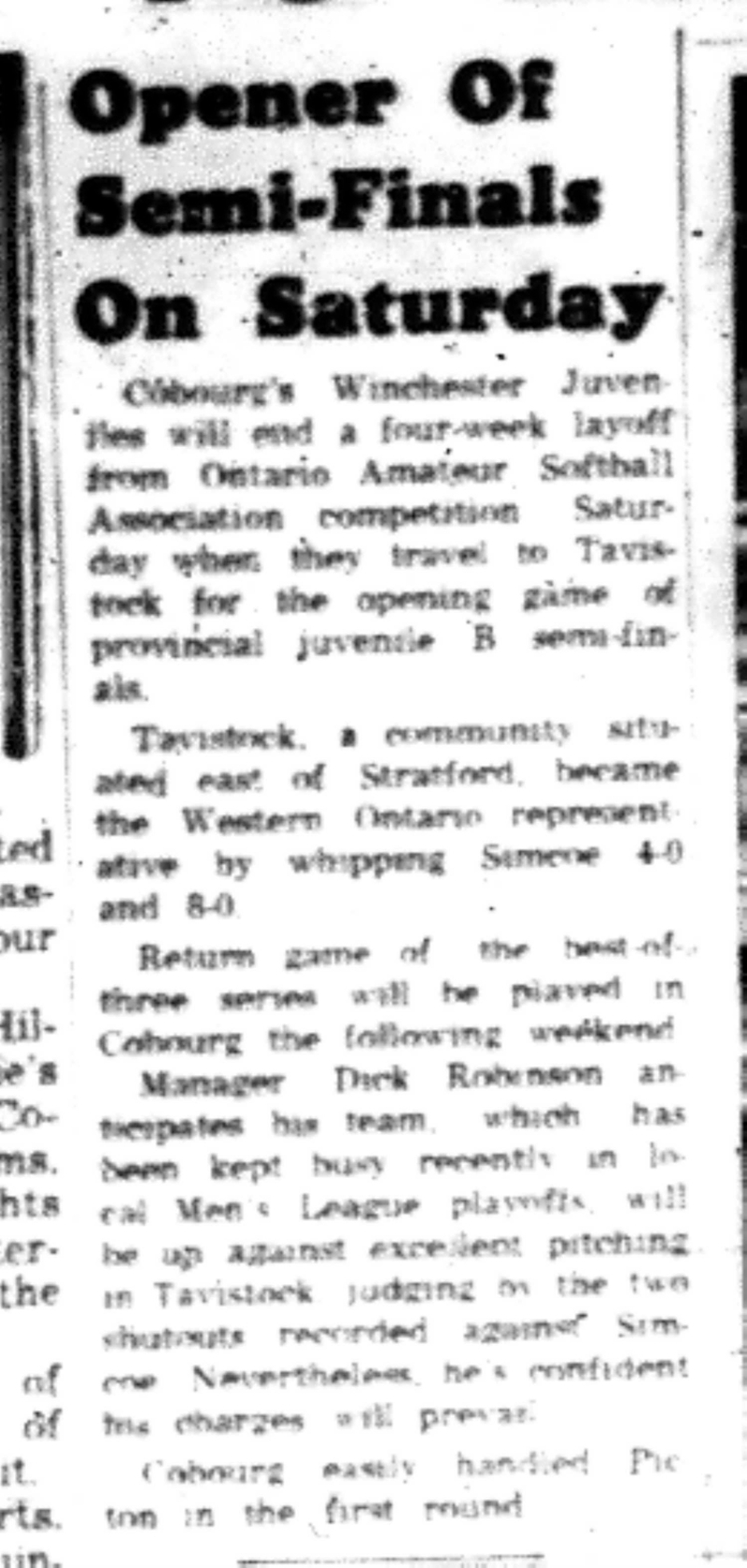 1965-09-15 Softball -Boys-OASA-Winchester vs Tavistock