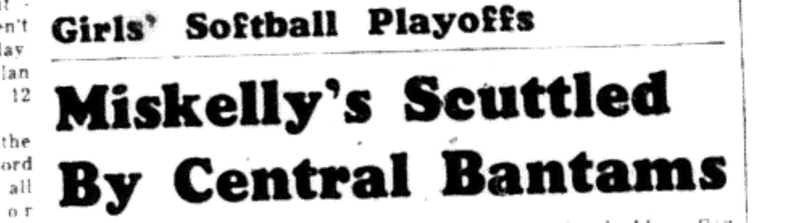 1965-09-15 Softball -Girls-CDGSL-Miskellys vs Central-A