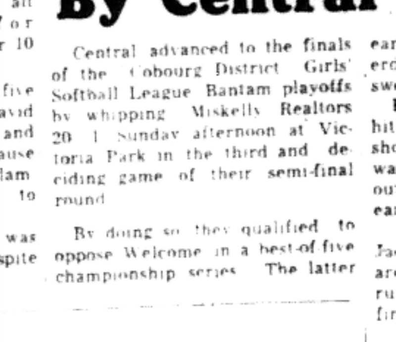 1965-09-15 Softball -Girls-CDGSL-Miskellys vs Central-B