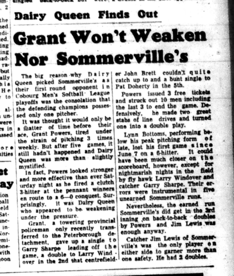1965-09-15 Softball -Men-CMSL-Dairy Queen Eliminated