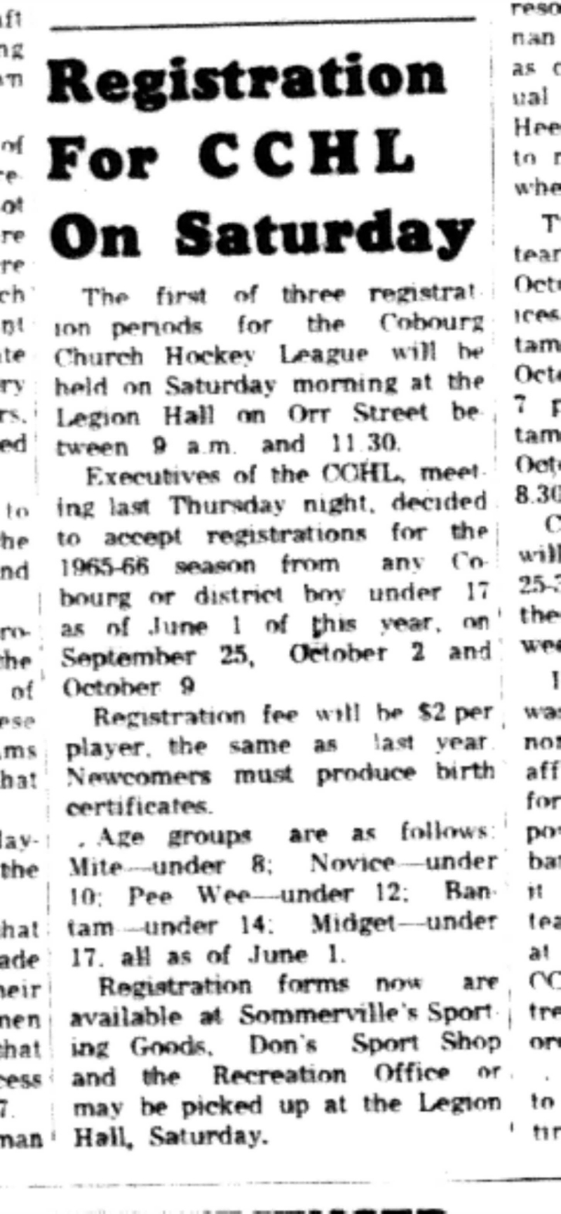 1965-09-22 Hockey -Boys-CCHL Registration