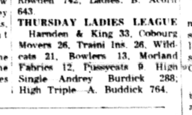 1965-10-20 Bowling -ladies-League Results