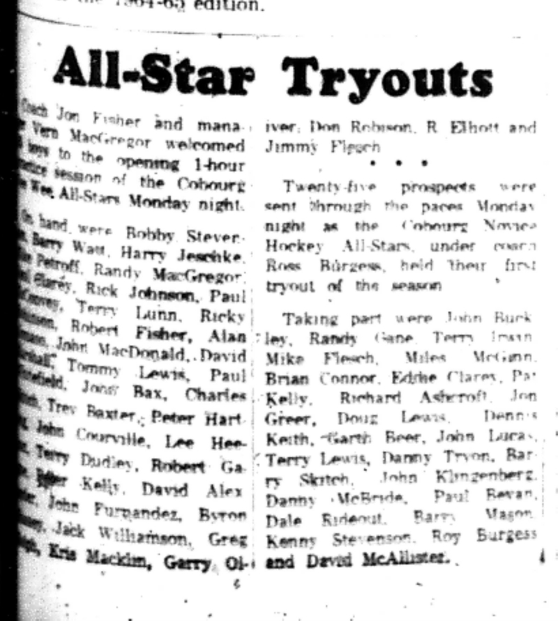 1965-10-20 Hockey -Boys-CCHL All Star Tryouts