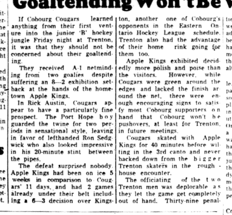 1965-10-20 Hockey -Boys-Cougars Strong Goaltending-B
