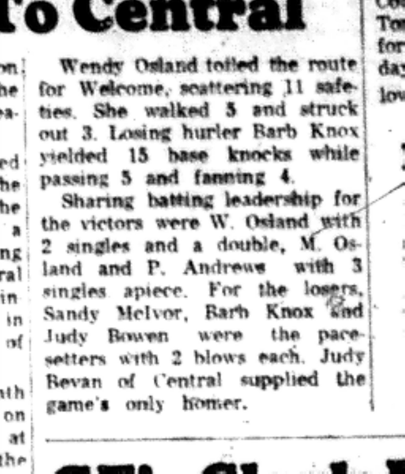 1965-10-20 Softball -Girls-CDGSL-Welcome vs Cobourg-C