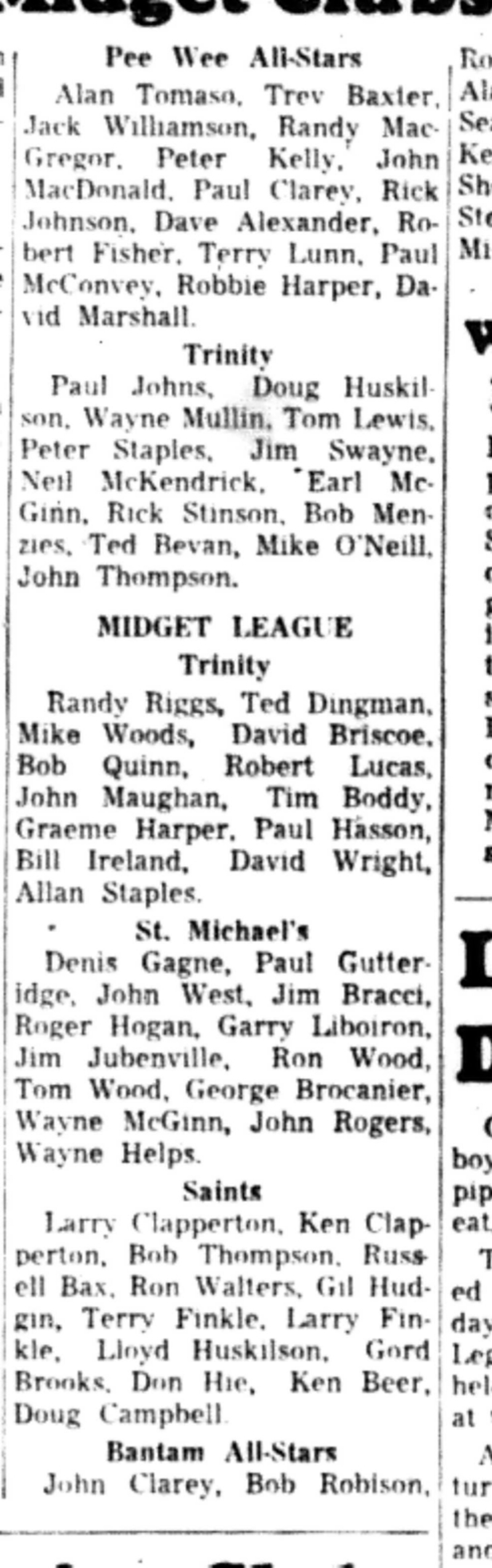 1965-10-27 Hockey -Boys-CCHL Bantam,Midget Rosters-C