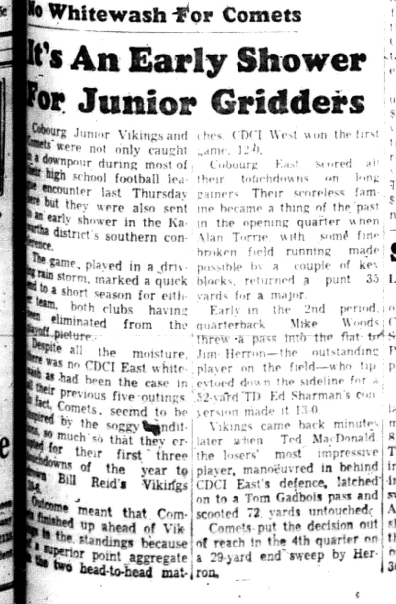 1965-10-27 School -Football -Boys-CDCI East vs CDCI West