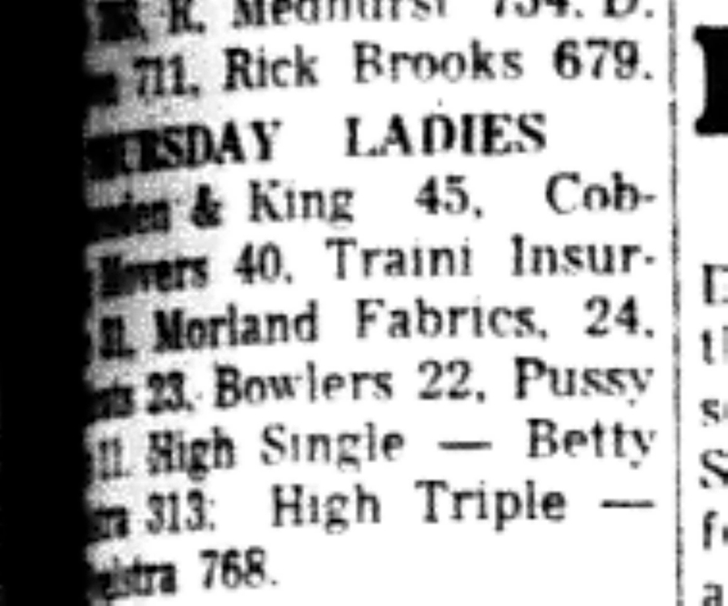 1965-11-02 Bowling -Ladies-League Results