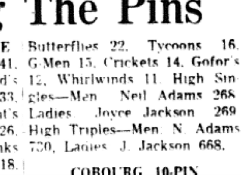 1965-11-02 Bowling -Mixed-Plainville League Results-B