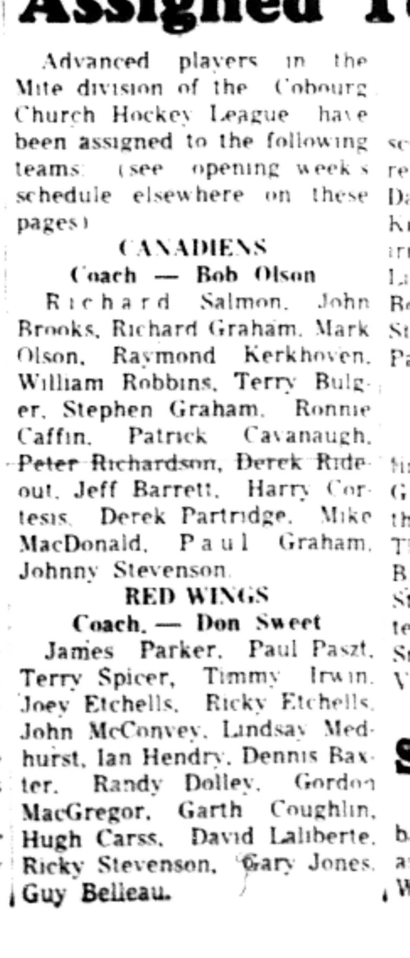1965-11-02 Hockey -Boys-CCHL Mite Players Assigned Teams-B