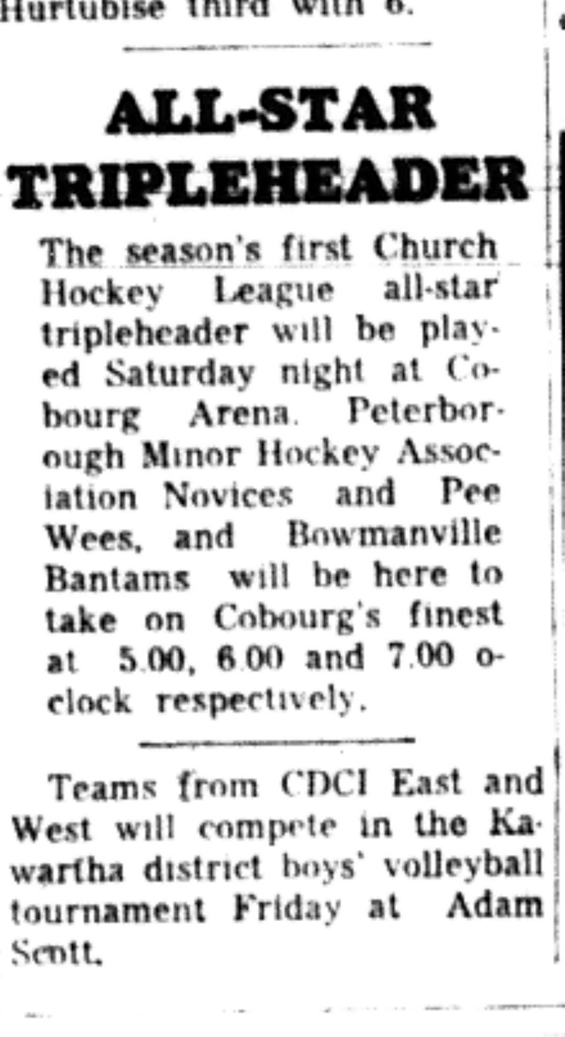 1965-11-10 Hockey -Boys-CCHL All Star Tripleheader