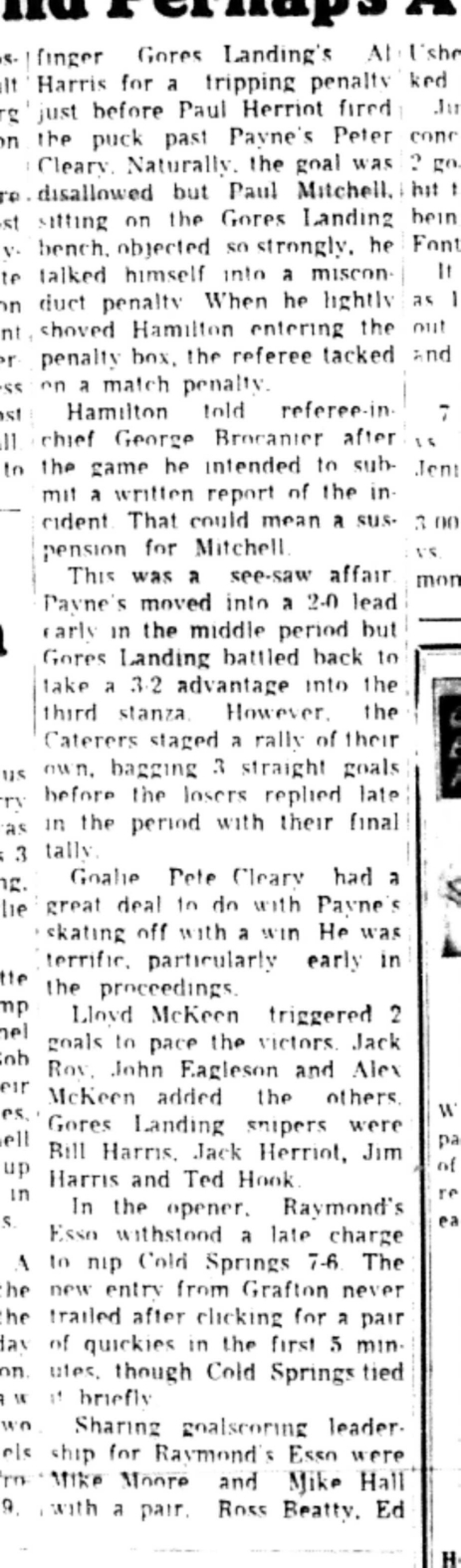 1965-11-10 Hockey -Men-CMHL-Gores Landing vs Payne Brothers-C