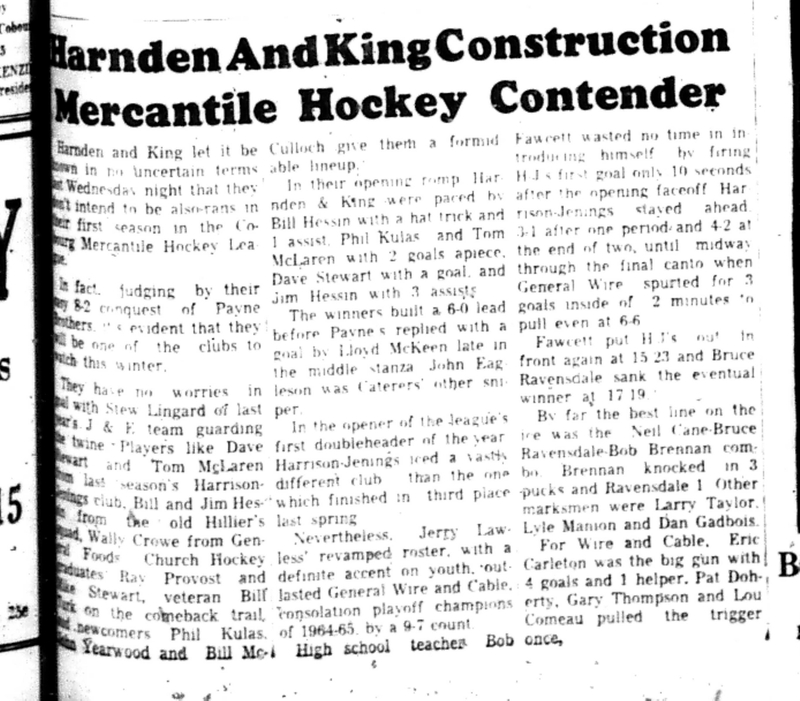 1965-11-10 Hockey -Men-CMHL-Harnden And King vs Payne Brothers