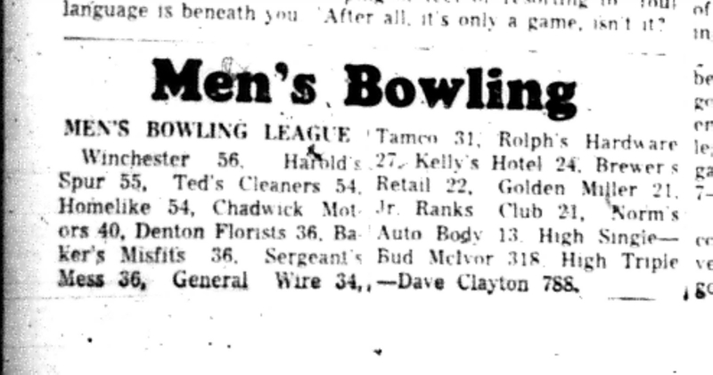 1965-11-24 Bowling -Men-League Results