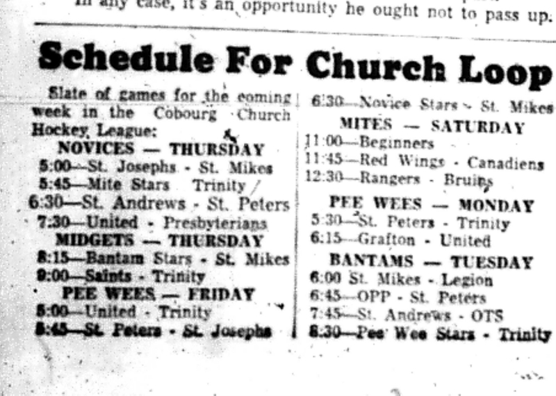 1965-12-01 Hockey -Boys-CCHL Schedule