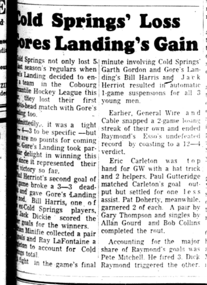 1965-12-01 Hockey -Men-CMHL-Gores Landing vs Cold Springs