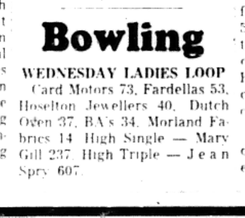 1965-12-08 Bowling -Ladies-League Results