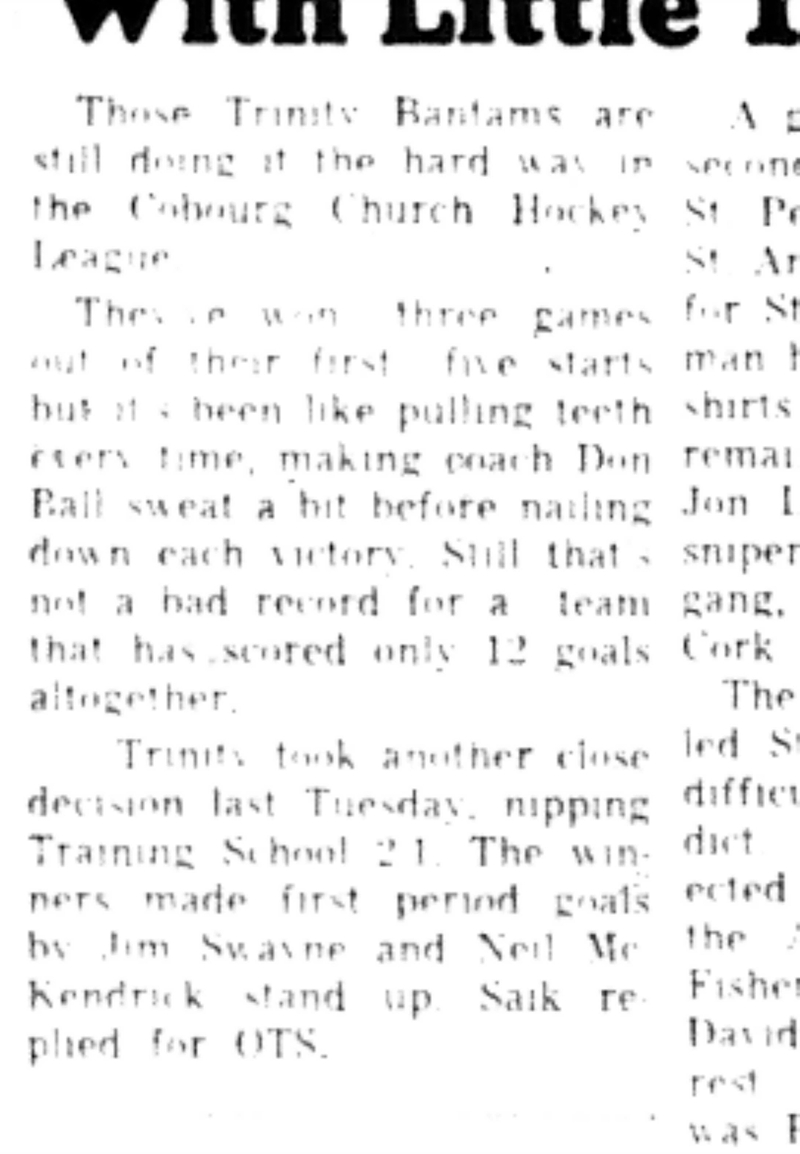 1965-12-08 Hockey -Boys-CCHL-Trinity vs Training School-B