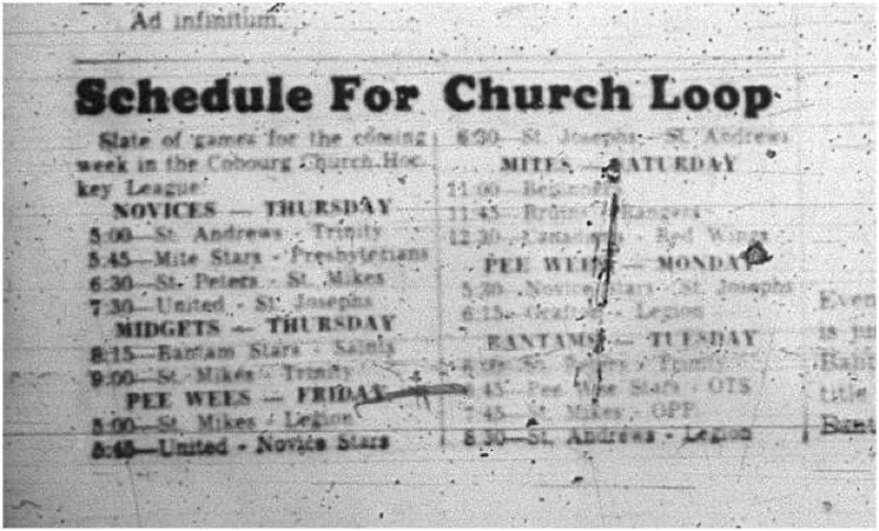 1966-01-05 Hockey -Boys -CCHL - Schedule