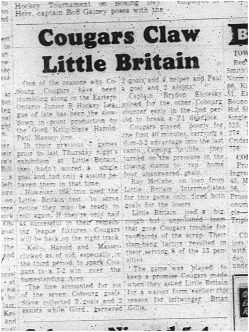 1966-01-05 Hockey -Boys -Junior B - Cobourg Cougars Vs. Little Britain