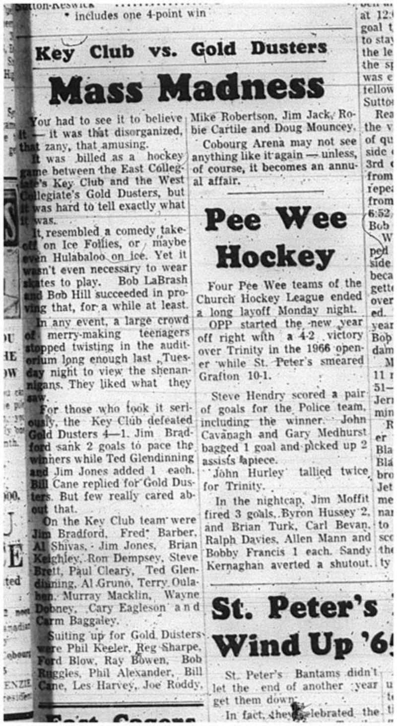1966-01-05 School -Hockey -Boys -CDCI - Key Club Vs. Gold Dusters