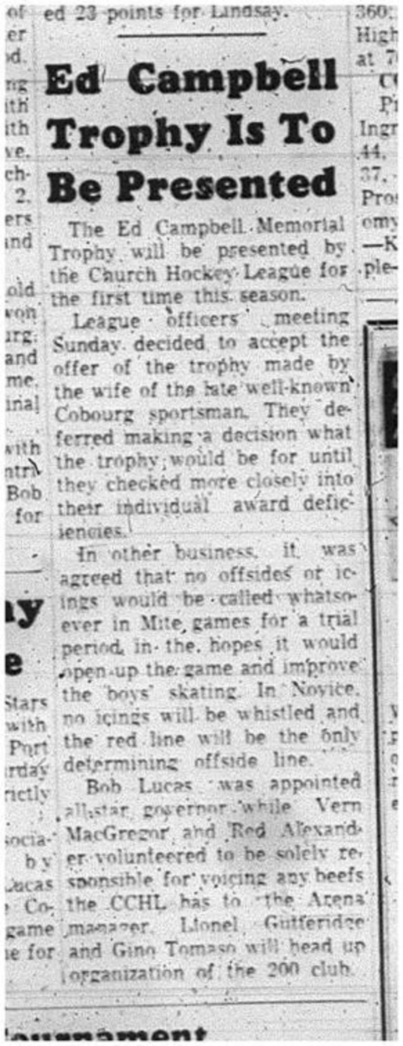 1966-01-12 Hockey -Boys -CCHL - Ed Campbell Trophy