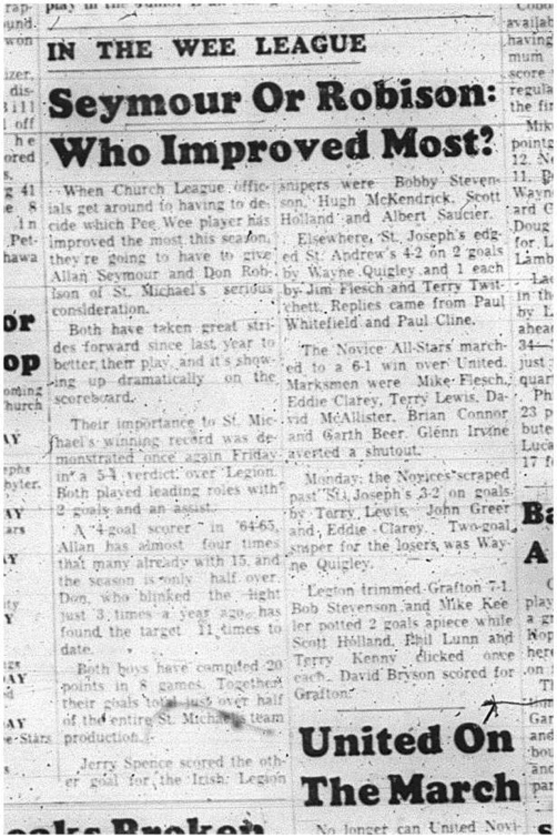 1966-01-12 Hockey -Boys -CCHL - Peewee Division - Allan Seymour - Don Robinson