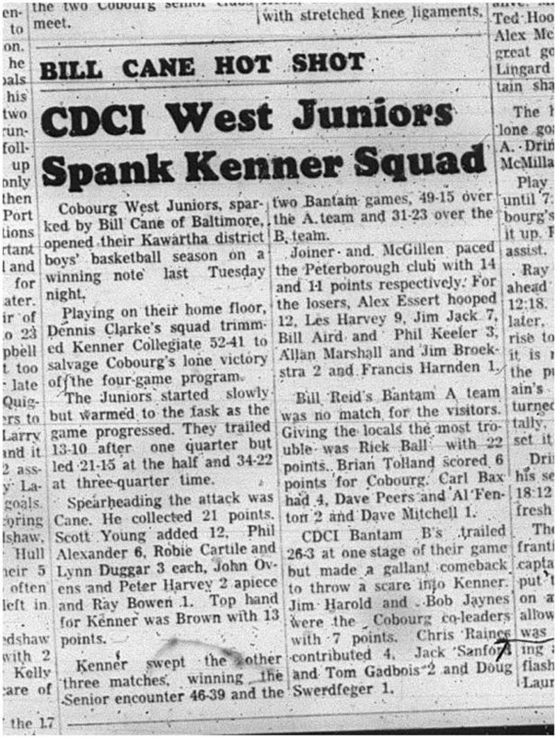 1966-01-12 School -Basketball -Boys -CDCI West Vs. Kenner - Juniors