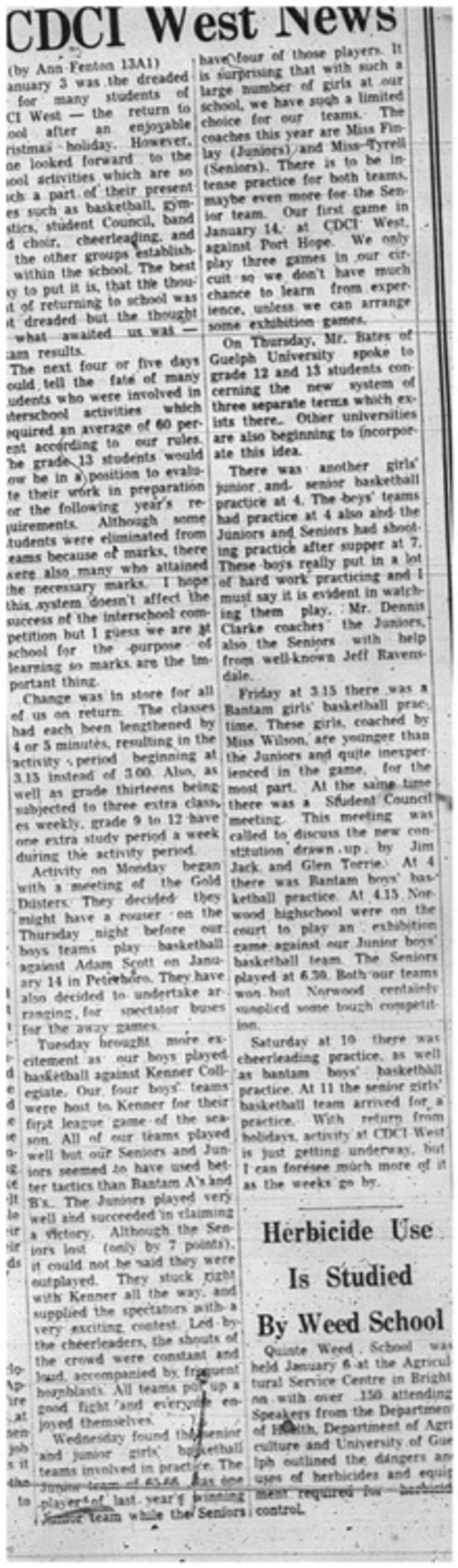1966-01-12 School -Basketball -Girls -Junior - Senior - Practice