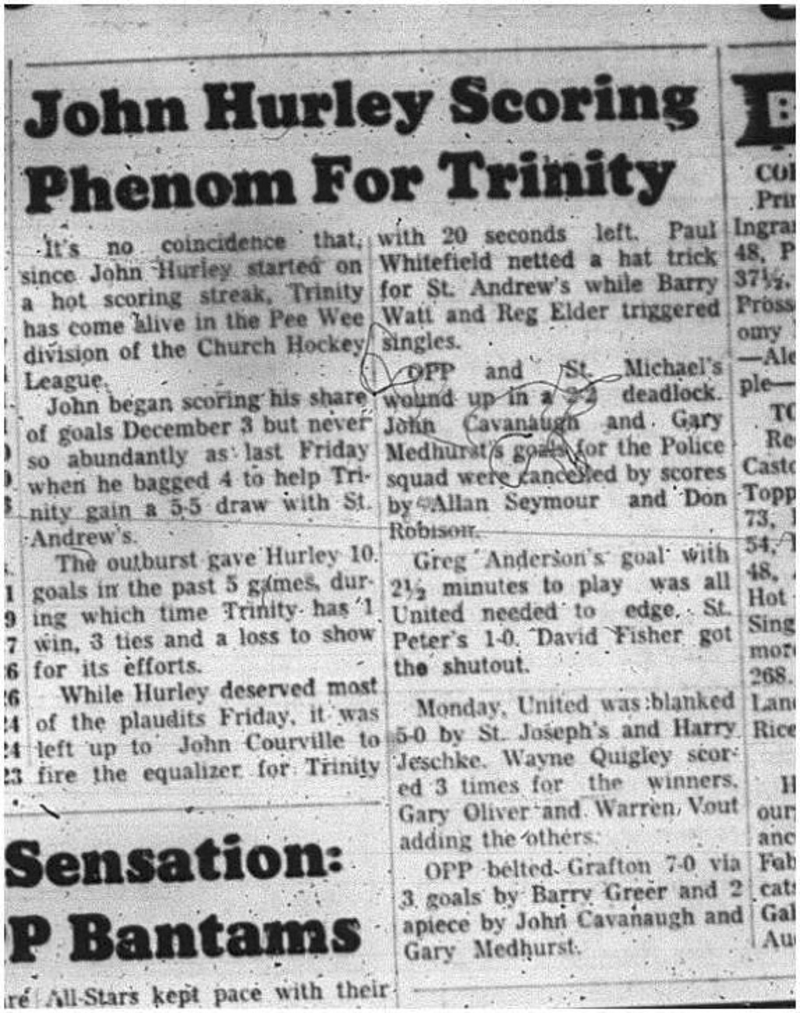 1966-01-19 Hockey -Boys -CCHL - Trinity - John Hurley