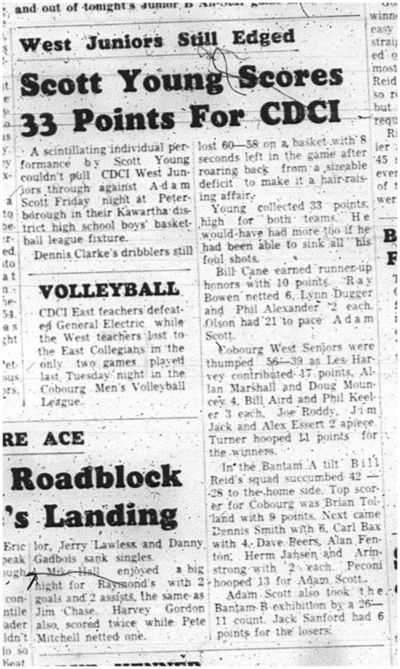 1966-01-19 School -Basketball -Boys -CDCI West Juniors Vs. Adam Scott