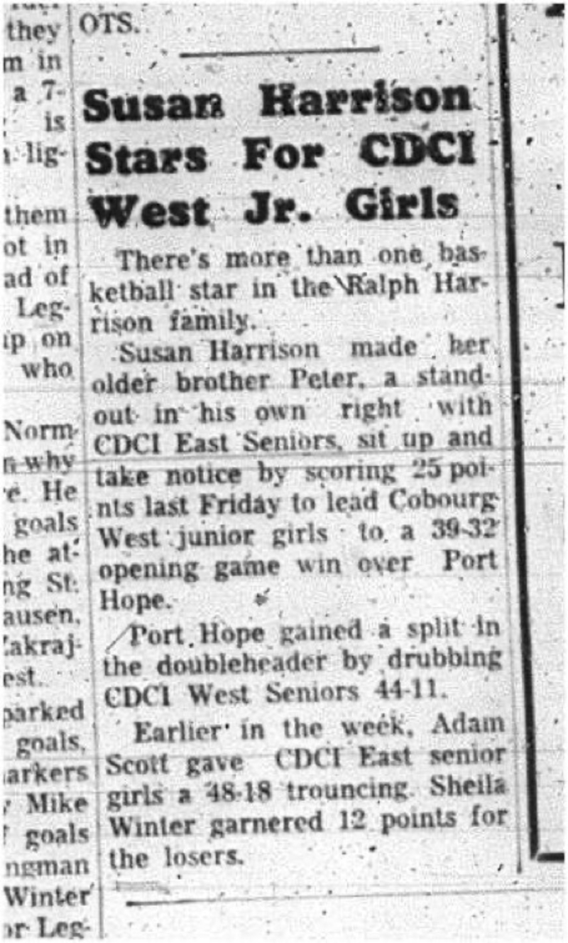1966-01-19 School -Basketball -Girls -CDCI West Vs. Port Hope - Doubleheader
