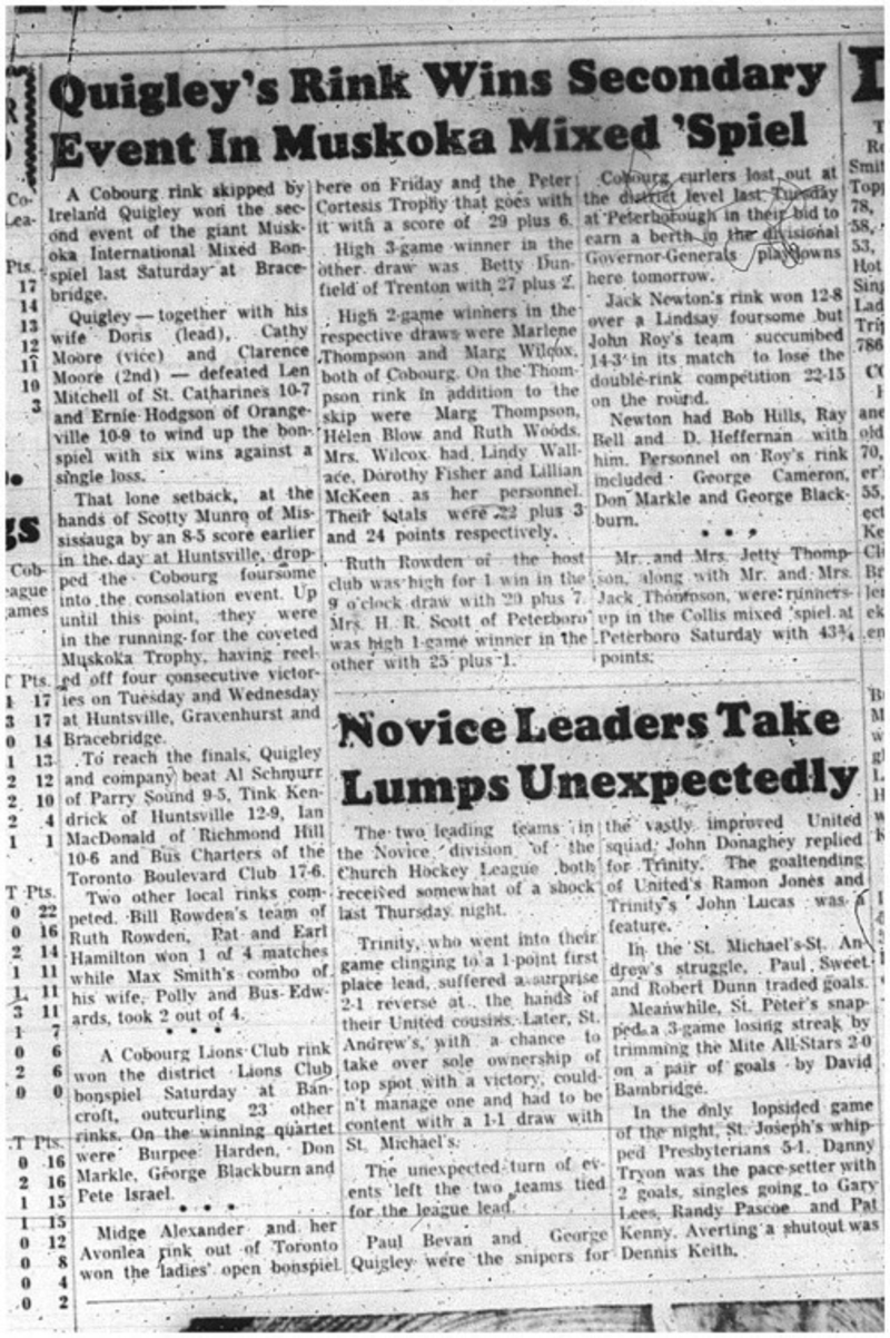 1966-01-26 Curling -Mixed -Cobourg Golf and Curling Club- Mixed Bonspiel