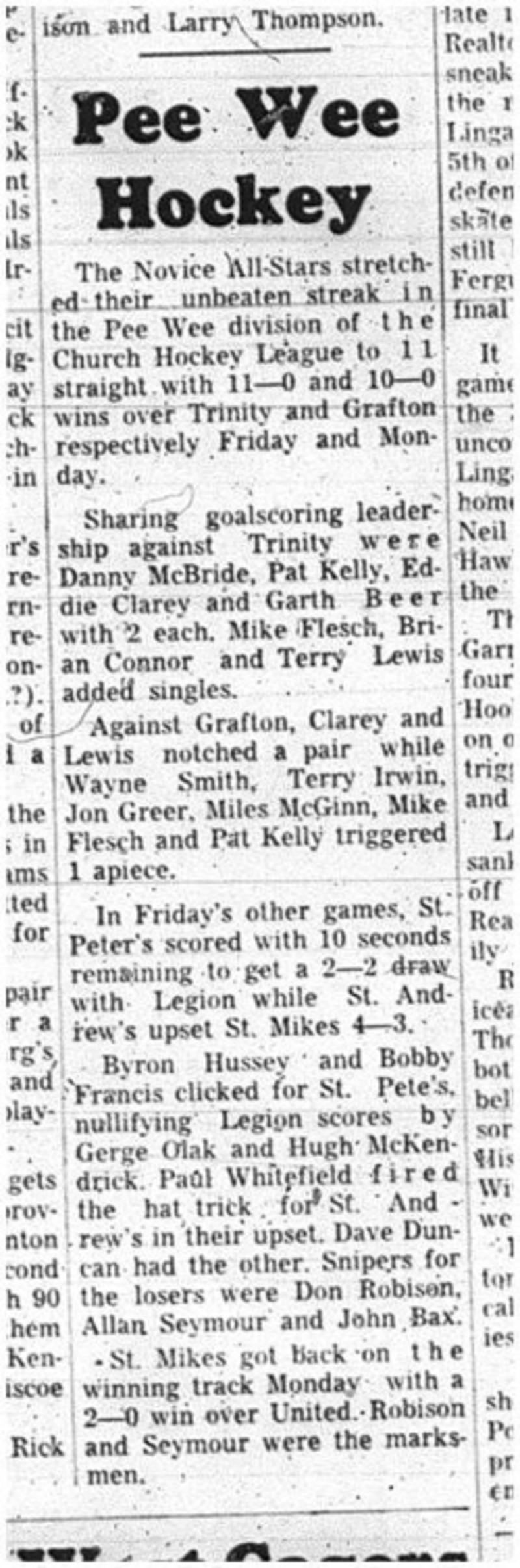 1966-01-26 Hockey -Boys -CCHL - Peewee Division - Novice All-Stars