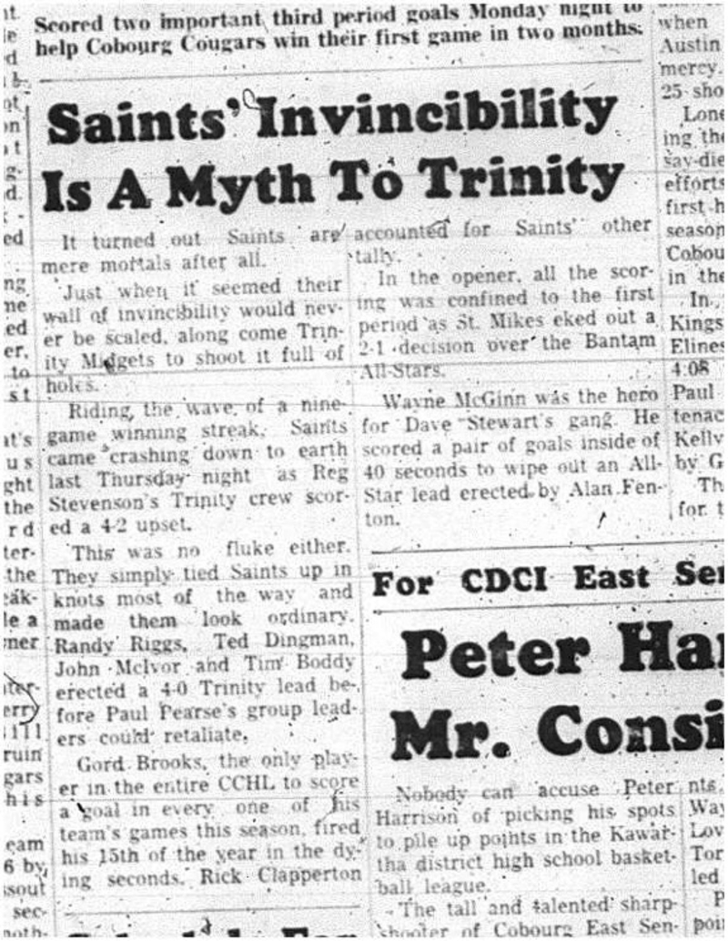 1966-01-26 Hockey -Boys -CCHL - Trinity Vs. Saints