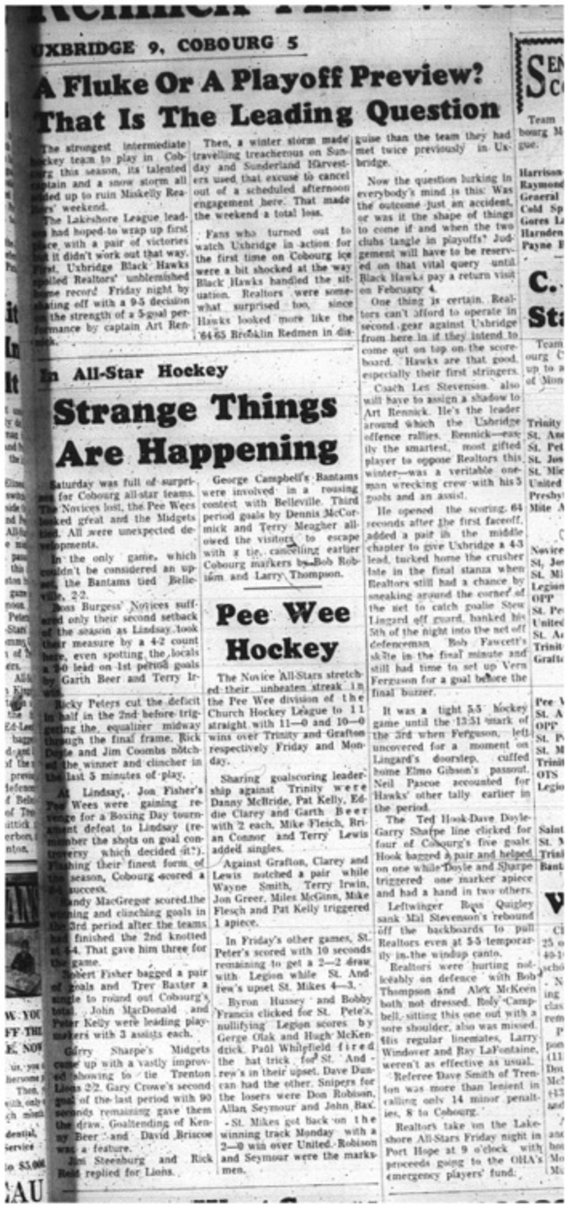 1966-01-26 Hockey -Boys -Lakeshore Intermediate Hockey League - Miskelly Realtors Vs. Uxbridge