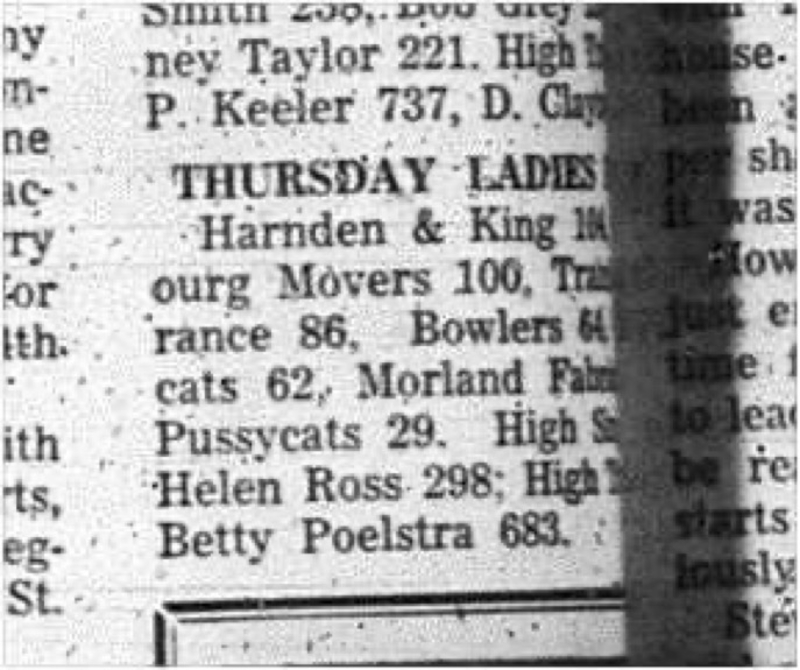 1966-02-05 Bowling -Ladies -Thursday Ladies Bowling League