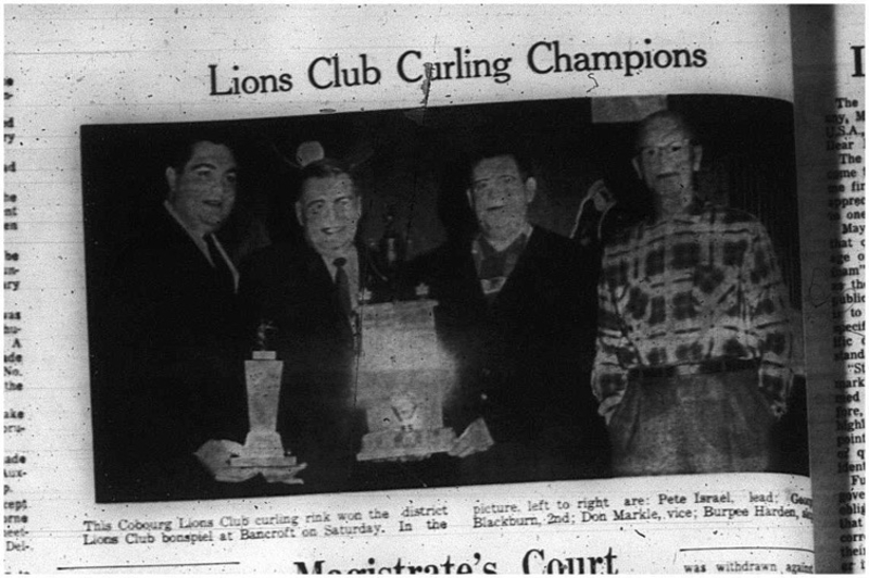 1966-02-05 Curling -Men -Cobourg Golf and Curling Club -District Lions Club Bonspiel