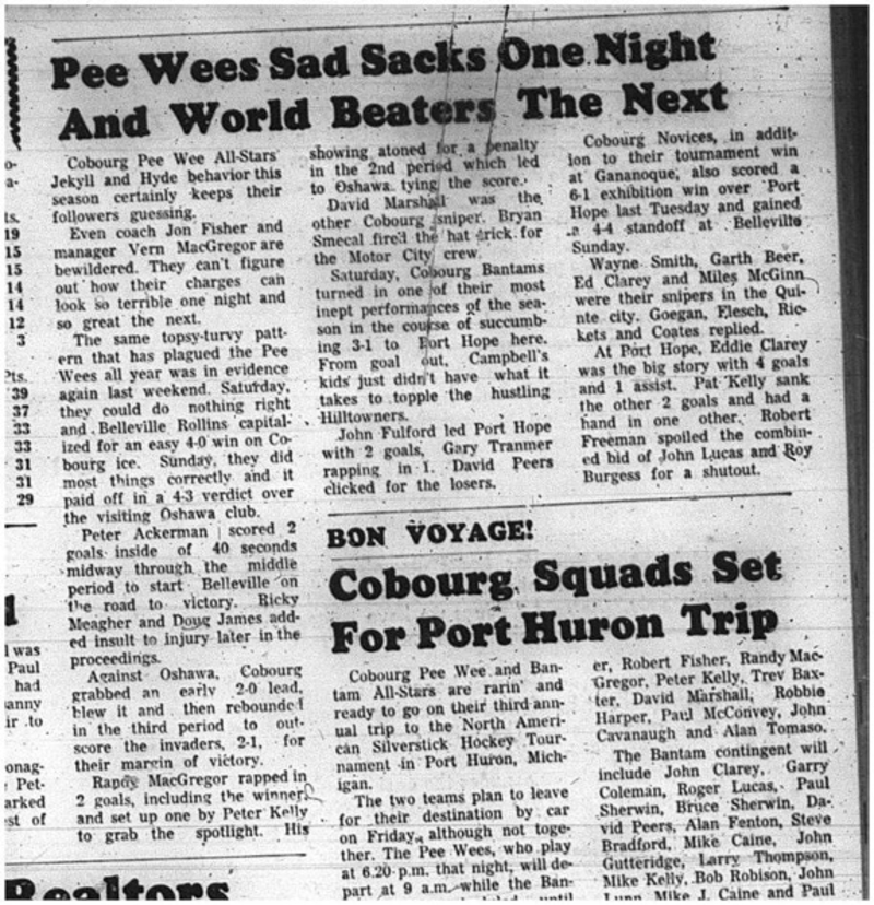 1966-02-05 Hockey -Boys -CCHL - Cobourg Peewee All-Stars - Belleville Rollins - Oshawa