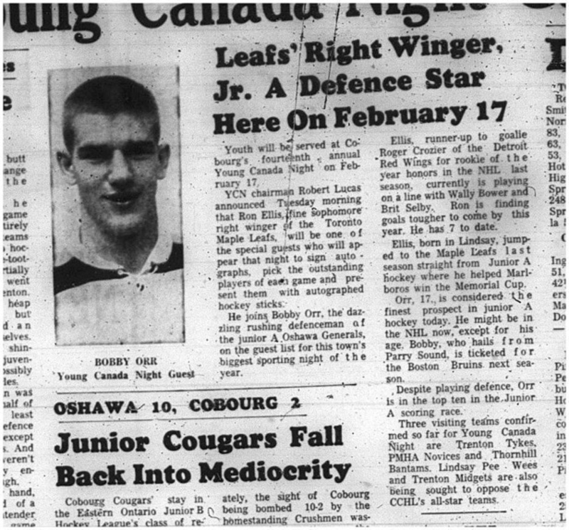 1966-02-05 Hockey -Boys -CCHL - Young Canada Night - Bobby Orr