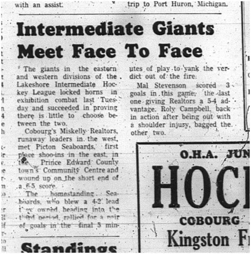 1966-02-05 Hockey -Boys -Lakeshore Intermediate Hockey League - Giants