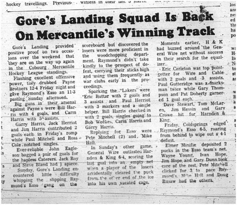 1966-02-05 Hockey -Men -Cobourg Mercantile Hockey League - Gores Landing