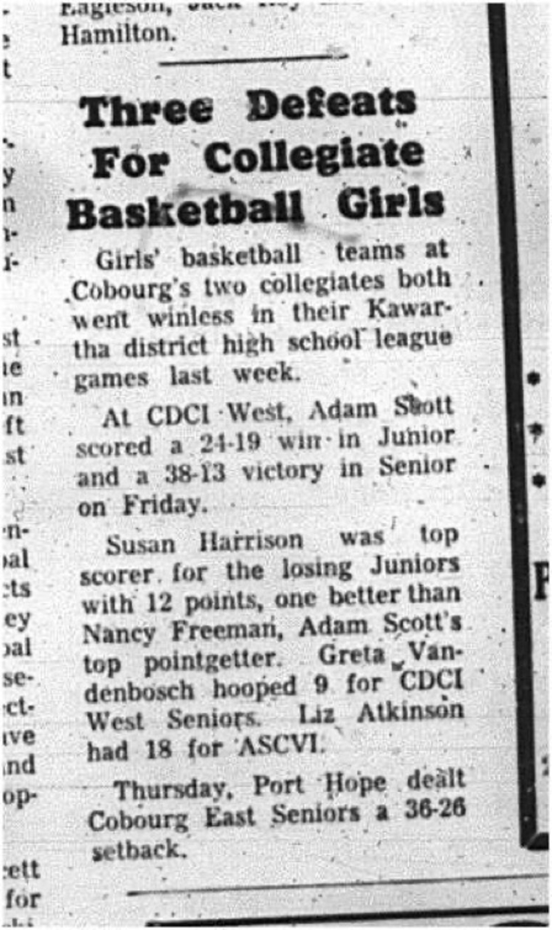 1966-02-05 School -Basketball -Girls -CDCI Teams