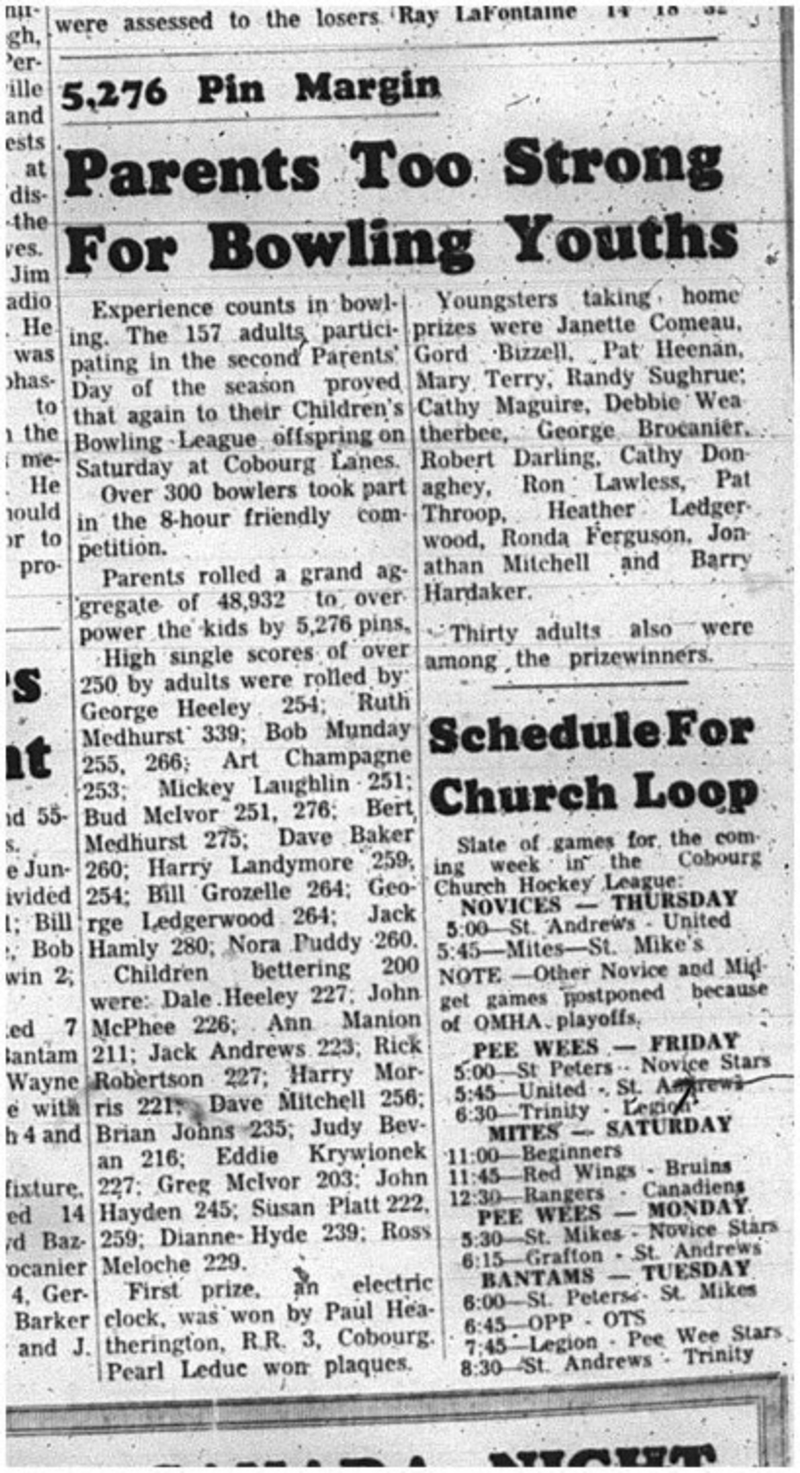 1966-02-09 Bowling -Mixed -Childrens League - Parents Days