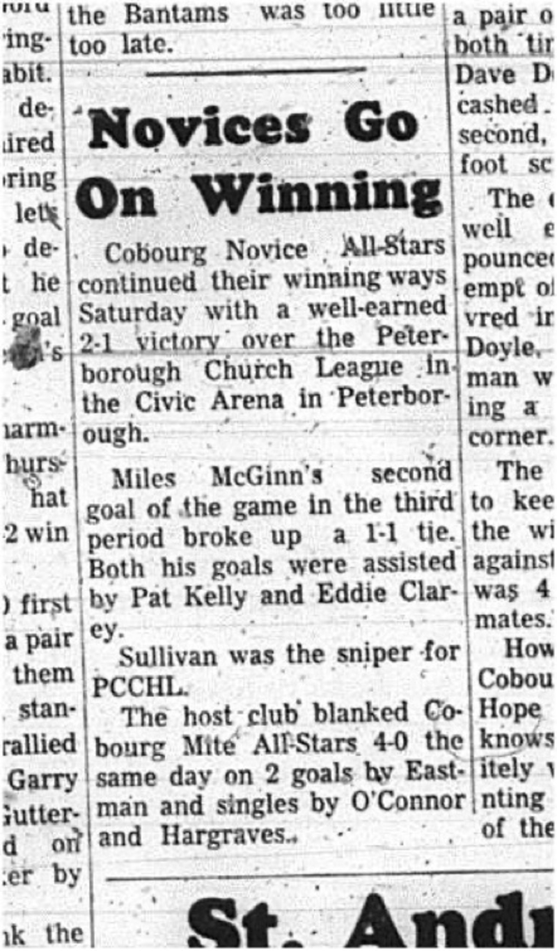 1966-02-09 Hockey -Boys -CCHL -Cobourg Novice All-Stars Vs. Peterborough