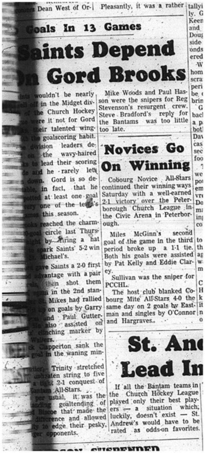 1966-02-09 Hockey -Boys -CCHL -Saints -  Midget Division