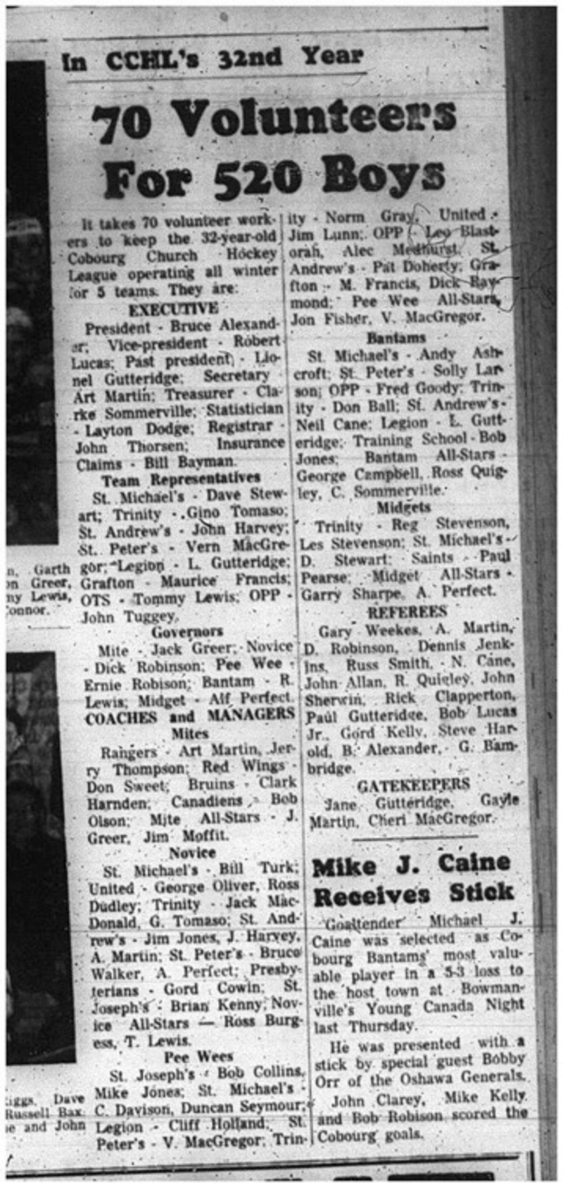 1966-02-15 Hockey -Boys -CCHL - Volunteers